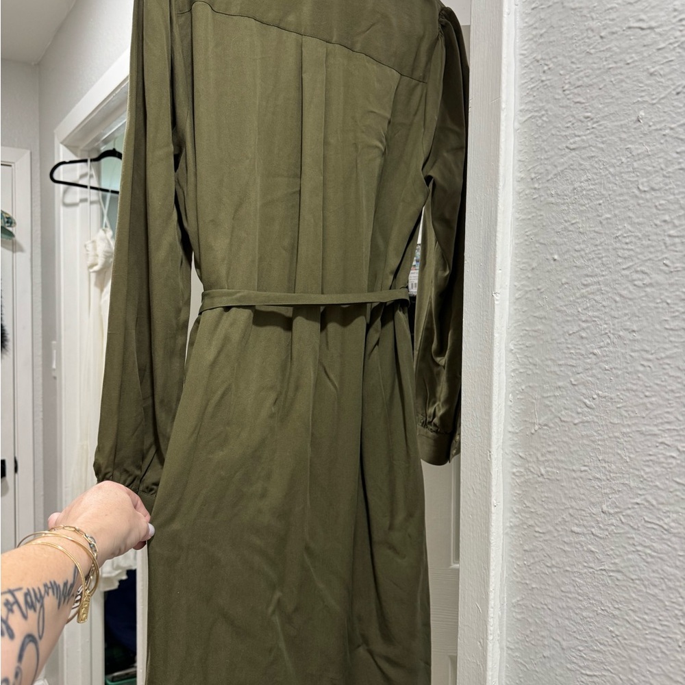 Lucky Brand Olive Button-Up Shirt Dress - Picture 4 of 4